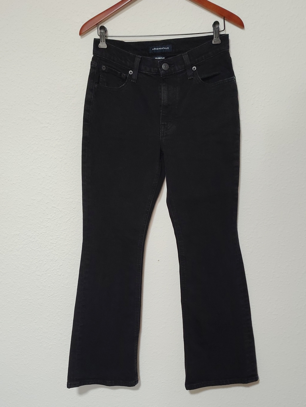 Aeropostale Black Wash High Rise Flare Jeans Size 6 Regular 80s Hippie Retro